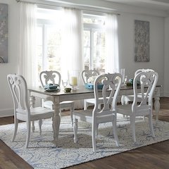 7 Piece Rectangular Table Dining Room Set with 6 Wood Side Chair