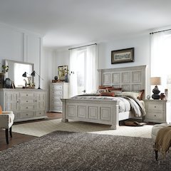 King Panel Bed, Dresser & Mirror, Chest, Night Stand