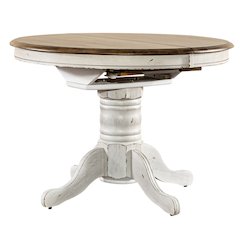 Pedestal Table Set- White in Rubberwood Solids