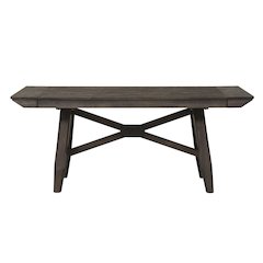 Double Bridge Trestle Table Set in Rubberwood Solids and Acacia Veneers