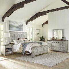 King Opt California Panel Bed, Dresser & Mirror, Night Stand