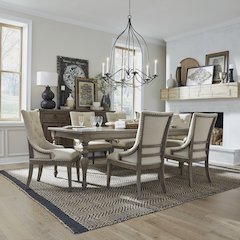 7 Piece Leg Table Set in Poplar & Rubberwood Solids w/ White Oak Veneers