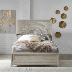 Belmar Queen Panel Bed in Rubberwood Solids w/ Split Heart Oak Veneers