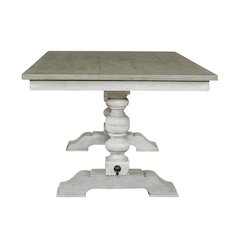 Whitney Trestle Table Set in Rubberwood Solids w/ Oak Veneers