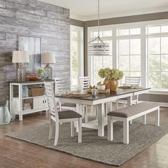 Brook Bay 6 Piece Trestle Table Set - Textured White Finish in White