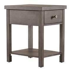Modern Farmhouse Drawer Chair Side Table in Dusty Charcoal w/ Heavy Distressing
