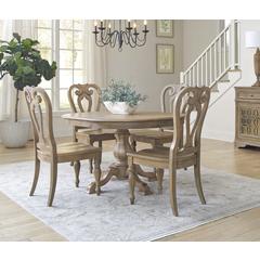 Magnolia Manor Opt 5 Piece Pedestal Table Set - Weathered Bisque
