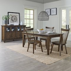 Midland Falls 5 Piece Rectangular Table Set in Rustic Brown color