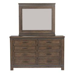 King Bookcase Bed, Dresser & Mirror in Rubberwood Solids and Mango Veneers