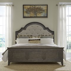 King Uph Bed in Rubberwood Solids & Split Heart White Oak Veneers