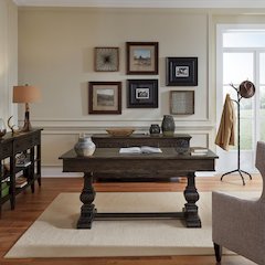 2 Piece Desk Set in Rubberwood Solids w/ Split Heart White Oak Veneers