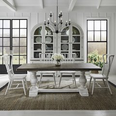 River Place River Place 5 Piece Trestle Table Set - Riverstone White & Tobacco
