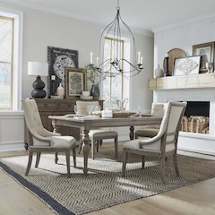 5 Piece Leg Table Set in Poplar & Rubberwood Solids w/ White Oak Veneers