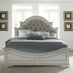 Magnolia Manor King California Upholstered Bed, Dresser & Mirror