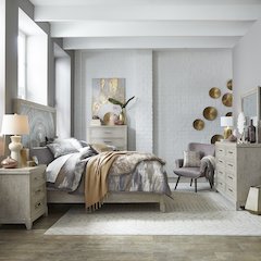 King Panel Bed, Dresser & Mirror, Chest, Night Stand