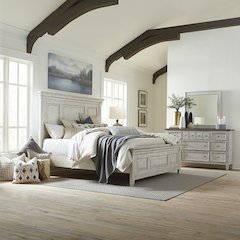 King California Panel Bed, Dresser & Mirror