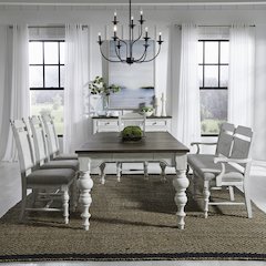 River Place 6 Piece Rectangular Table Set - Riverstone White & Tobacco