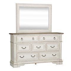 Abbey Park King Uph Sleigh Bed, Dresser & Mirror, Night Stand