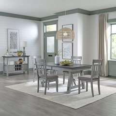 Newport 5 Piece Trestle Table Set in Rubberwood Solids w/ Mindy Veneers