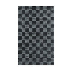 Berlin 5'x8' Indoor Soft Fabric Handwoven Checkered Ink Blue Accent Area Rug