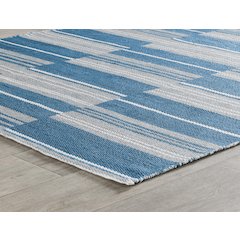 Boulder 5x8 Indoor Outdoor Handwoven Stripe Blue Area Rug by Kosas Home