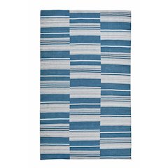 Boulder 8x10 Indoor Outdoor Handwoven Stripe Blue Area Rug by Kosas Home