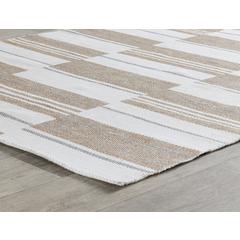 Boulder 2x3 Indoor Outdoor Handwoven Stripe Ivory Area Rug by Kosas Home