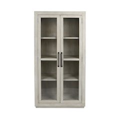 Caleb Curio Cabinet Distressed Ivory