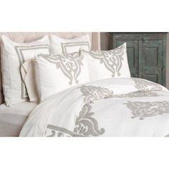 Kent 100% Cotton Embroidered King Duvet , Ivory