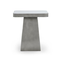 Far Marble/Metal 20" Square End Table White/Slate Gray