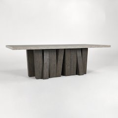 Simone 94" Reclaimed Pine Wood Dining Table in Antique Gray