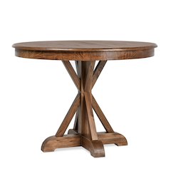 Maxwell 42" Round Pine Wood Dining Table in Brown Finish