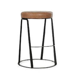 Sawyer Round 26" Top Grain Leather Counter Stool in Chestnut Brown