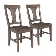 Tuscany Reclaimed Pine Wood Dining Chair Set of 2 Distressed Brown