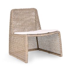 Michelle Wicker Outdoor Coastal Accent Chair in Beige
