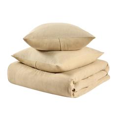 Paloma 3-Piece Hemp Fabric Ochre Amber King Duvet Set