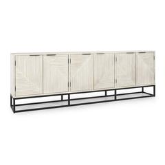 Flint Six-Door Mango Wood Sideboard in White Wash