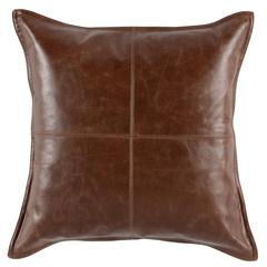 Kosas Home Cheyenne 100% Leather 22" Throw Pillow, Brown