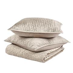 Dimitry 100% Rayon Velvet Pebble Beige King Quilt by Kosas Home