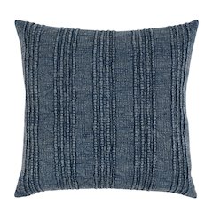 Hannah 22" 100% Cotton Fabric Throw Pillow, Navy Blue
