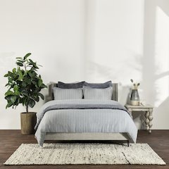 Monaco 100% Linen Queen Duvet , Blue
