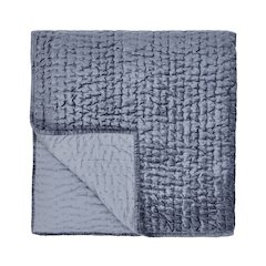 Dimitry 100% Rayon Velvet Sea Fog Blue Queen Quilt by Kosas Home