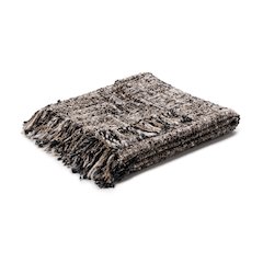 Porter Recycled Cotton Blend Fabric  Black 50"x70" Woven Throw Blanket