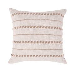 Lago 22" Cotton Weave Throw Pillow , Ivory/Natural