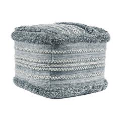 Elko 18" Blue Indoor Outdoor Pouf, Blue