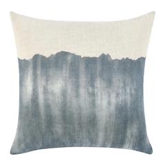 Cora 20" Belgian Linen Hand Painted Throw Pillow, Blue