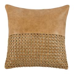 Toscano 18" Genuine Leather Throw Pillow, Chestnut Brown