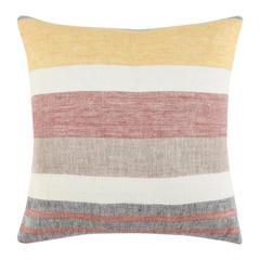 Crawford 22" Belgian Linen Yellow Multicolor Throw Pillow