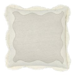 Tollo 24" Applique Design Linen Blend Fabric Ivory Throw Pillow