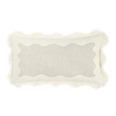 Tollo 14x26 Applique Design Linen Blend Fabric Ivory Throw Pillow